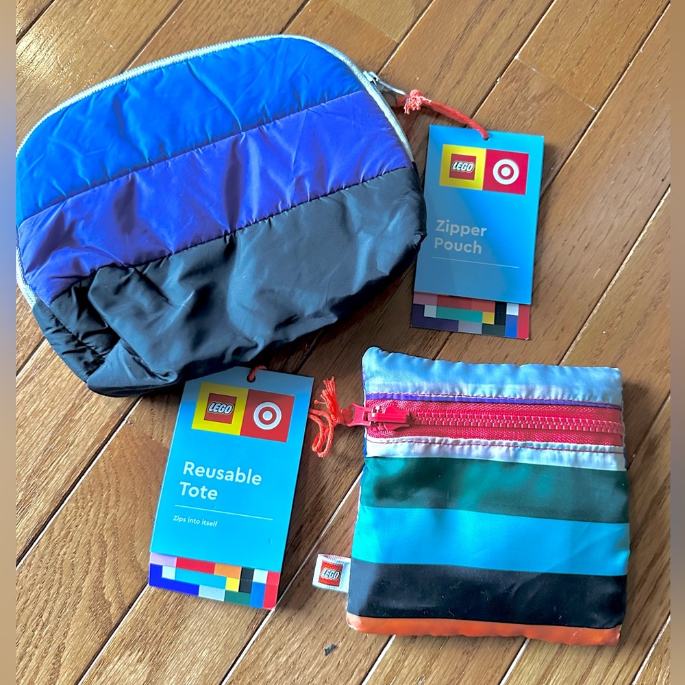 NWT Lego Target Collab Zipper Pouch  & Reusable Tote - Cool Tones